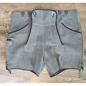 Unbranded Lederhosen Suede Shorts Mens 31 Grey Traditional Bavarian Trachten